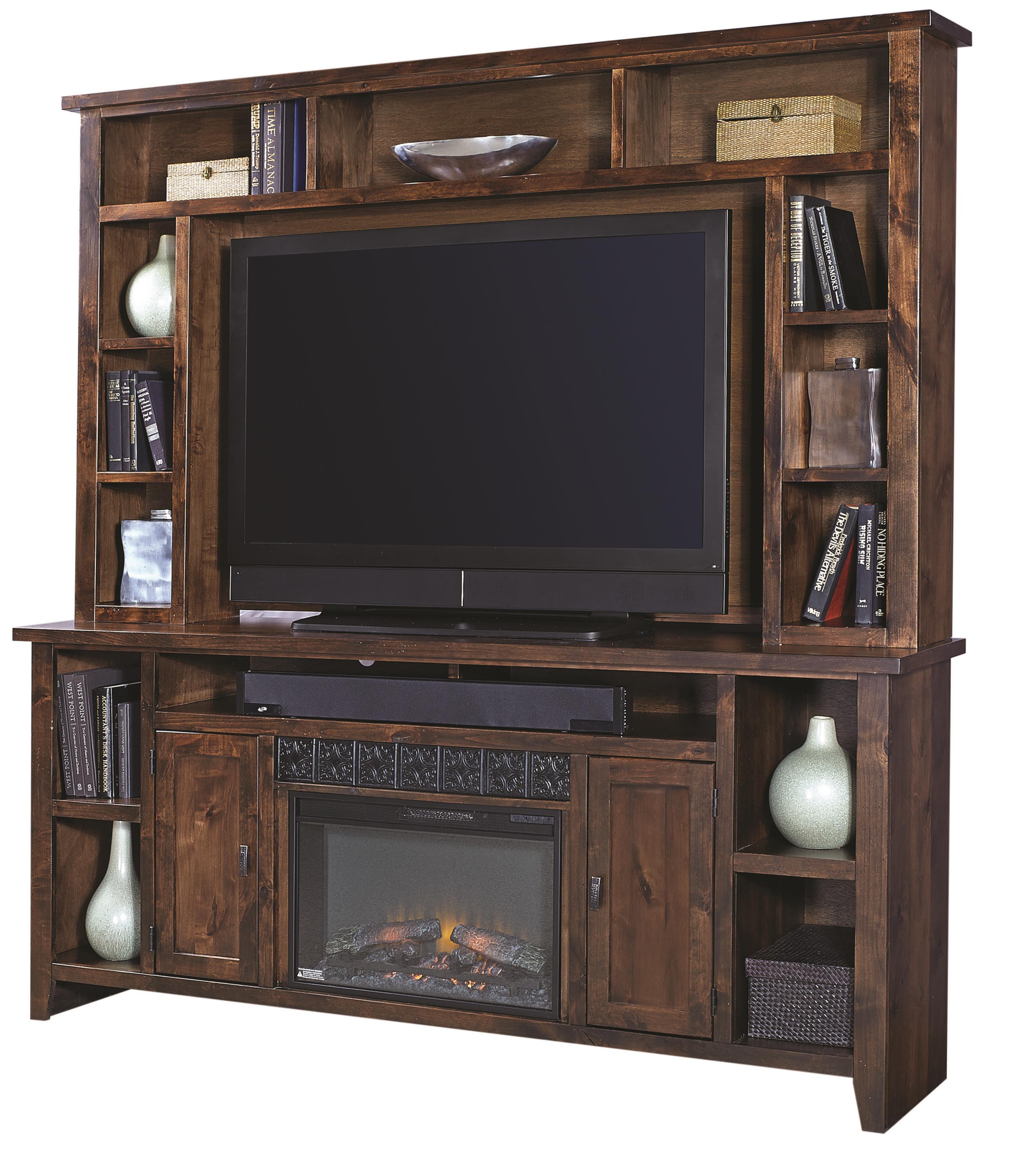 Aspenhome Alder Grove 84" Fireplace Console with Hutch and Soundbar